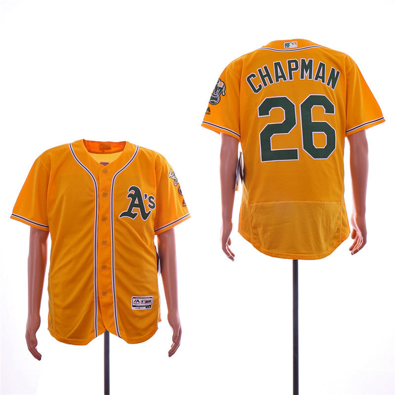 Custom Fan-Made Matt Chapman Oakland Athletics #26 Yellow Baseball Jersey