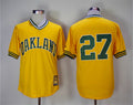 Custom Fan-Made Catfish Hunter Copperstown Oakland Athletics #27 Yellow Throwback Turn Back Clock Edition Baseball Jersey