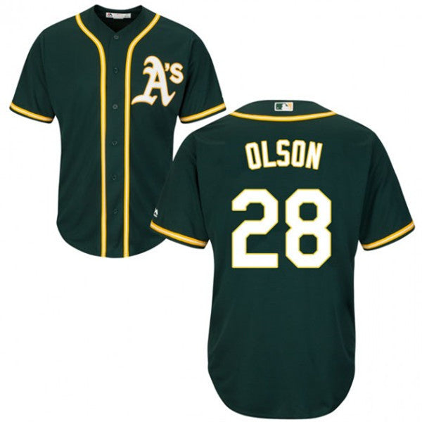 Custom Fan-Made Matt Olson Oakland Athletics #28 Green Baseball Jersey