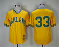 Custom Fan-Made Jose Canseco Copperstown Oakland Athletics #33 Yellow Throwback Turn Back Clock Edition Baseball Jersey