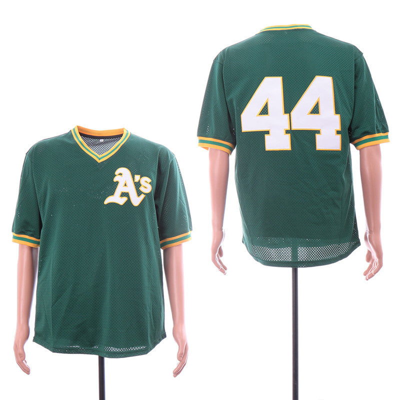 Custom Fan-Made Reggie Jackson Oakland Athletics #44 Green Throwback Baseball Jersey