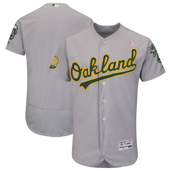 Custom Fan-Made Gray 2018 Oakland Athletics Baseball Jersey Oakland Athletics Grey 2018 Baseball Jersey