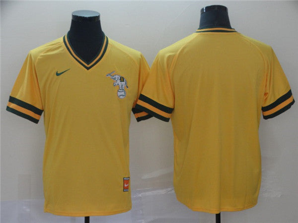 Custom Fan-Made Yellow Throwback Oakland Athletics Baseball Jersey Oakland Athletics Yellow Throwback Baseball Jersey