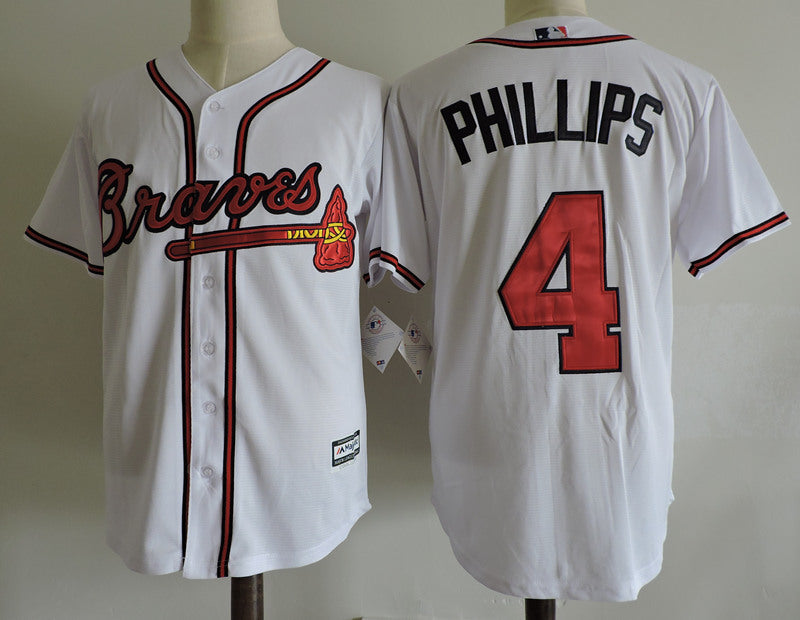 Custom Fan-Made Brandon Phillips Atlanta Braves #4 White Baseball Jersey