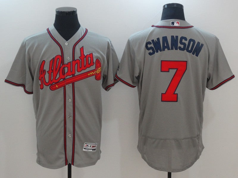 Custom Fan-Made Dansby Swanson Atlanta Braves #7 Grey Baseball Jersey