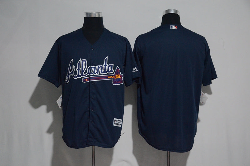 Custom Fan-Made Bank Navy Blue Atlanta Braves Baseball Jersey Atlanta Braves Blue Baseball Jersey