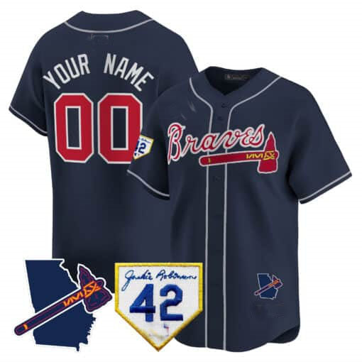 Custom A.Braves Robinson & Georgia Patch Vapor Premier Limited 篓CStitched Baseball Jerseys