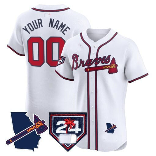 Custom A.Braves Spring Training & Georgia Patch Vapor Premier Elite 篓C Stitched Baseball Jerseys