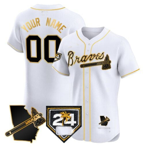 Custom A.Braves Spring Training & Georgia Patch Vapor Premier Elite 篓C Stitched Baseball Jerseys