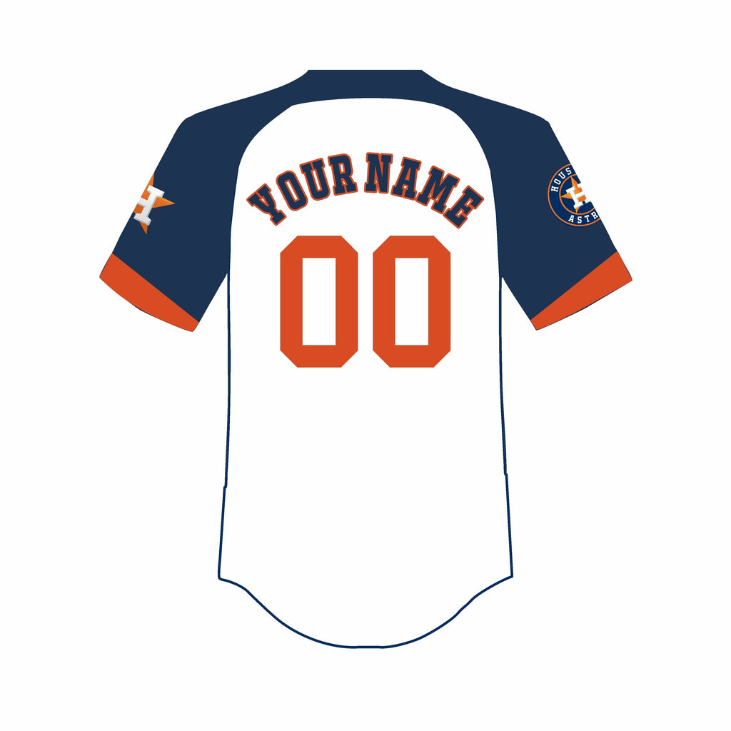 Custom White HOU Baseball Shirt Top