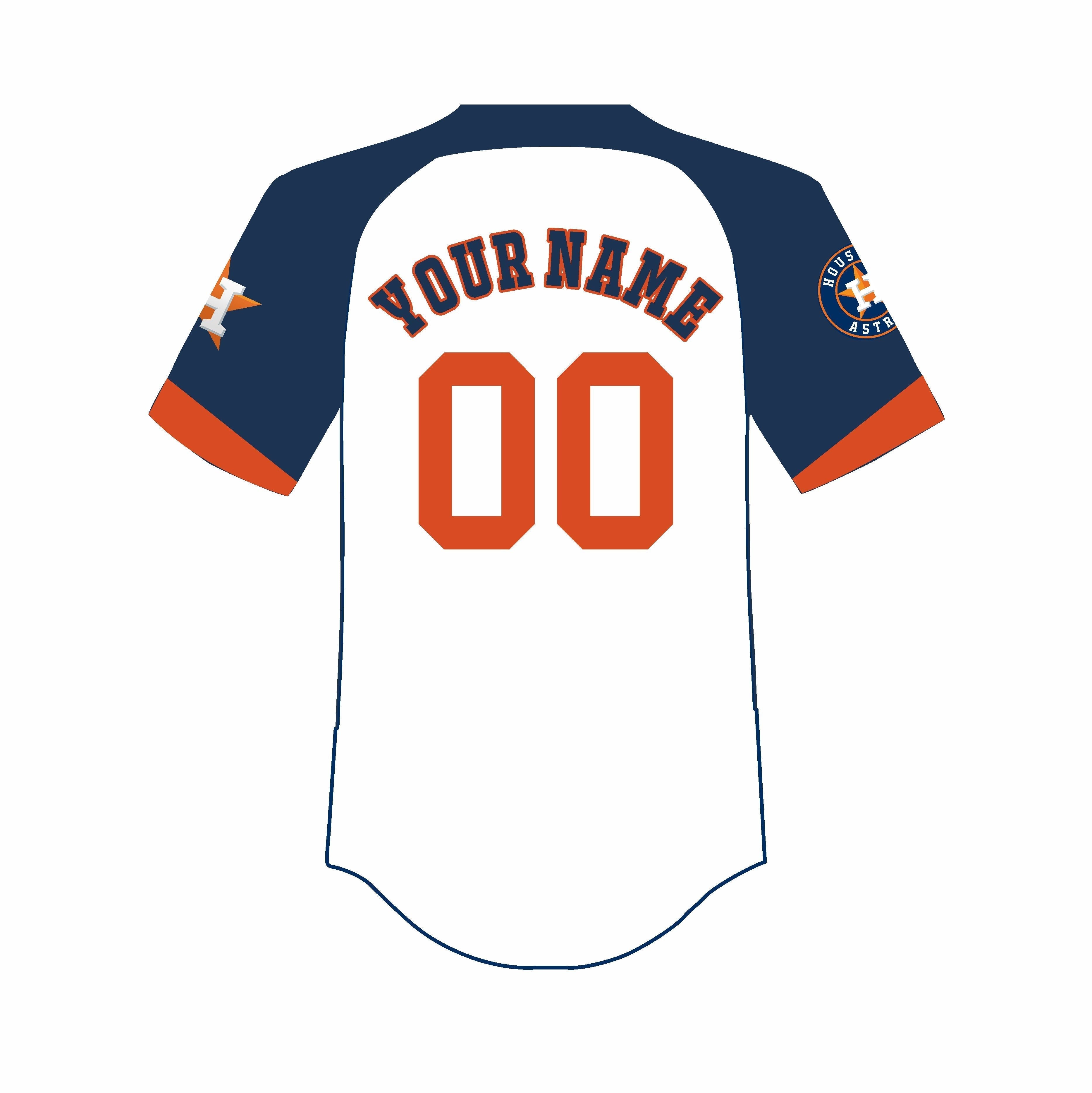 Custom White HOU Baseball Shirt Top