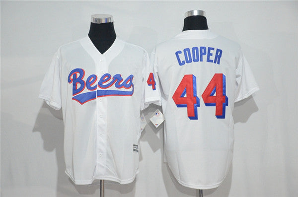 Custom Fan-Made Beers Joe Cooper Movie Style #44 White Baseball Jersey