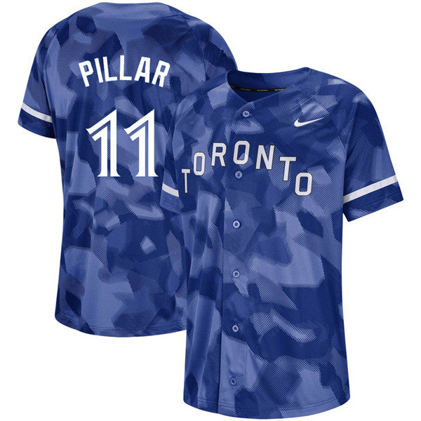 Custom Fan-Made Kevin Pillar Camo Toronto Blue Jays #11 Blue Baseball Jersey