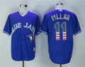 Custom Fan-Made Kevin Pillar USA Flag Toronto Blue Jays #11 Blue Baseball Jersey