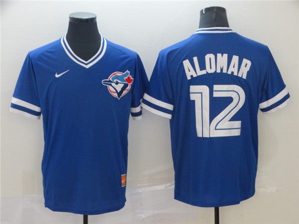 Custom Fan-Made Roberto Alomar Toronto Blue Jays #12 Blue Throwback Baseball Jersey