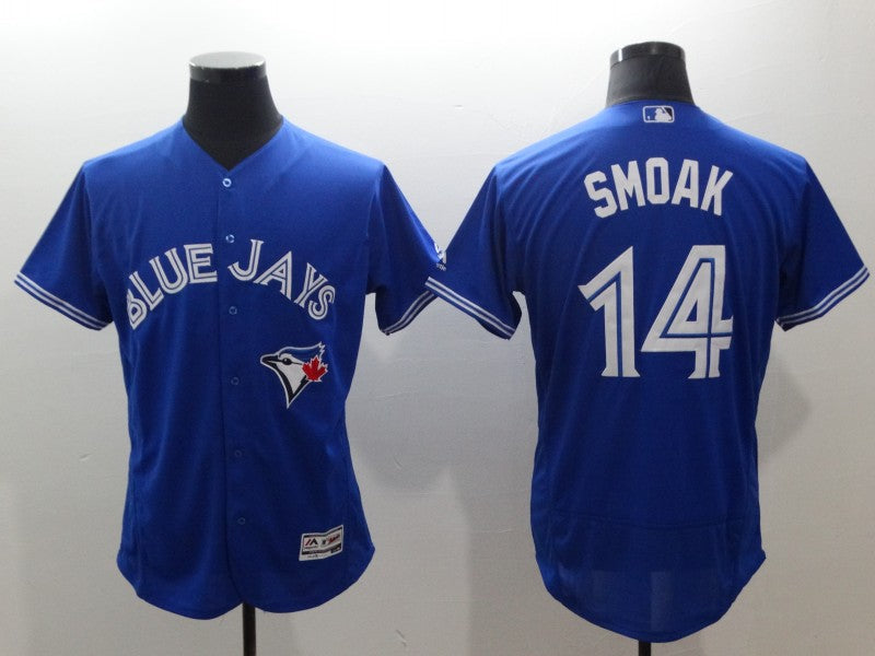 Custom Fan-Made Justin Smoak Toronto Blue Jays #14 Blue Baseball Jersey