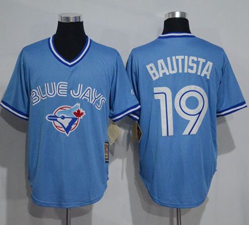 Custom Fan-Made Jose Bautista Cooperstown Toronto Blue Jays #19 Blue Throwback Baseball Jersey