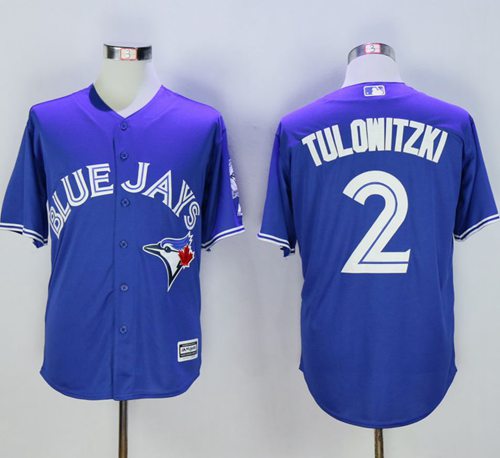 Custom Fan-Made Troy Tulowitzki Toronto Blue Jays #2 Blue Baseball Jersey