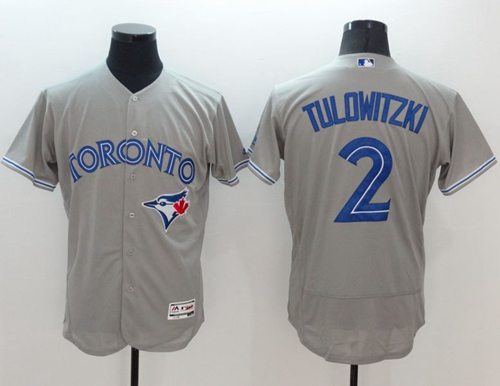 Custom Fan-Made Troy Tulowitzki Toronto Blue Jays #2 Grey Baseball Jersey