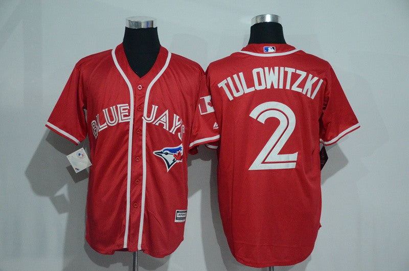 Custom Fan-Made Troy Tulowitzki Toronto Blue Jays #2 Red Baseball Jersey