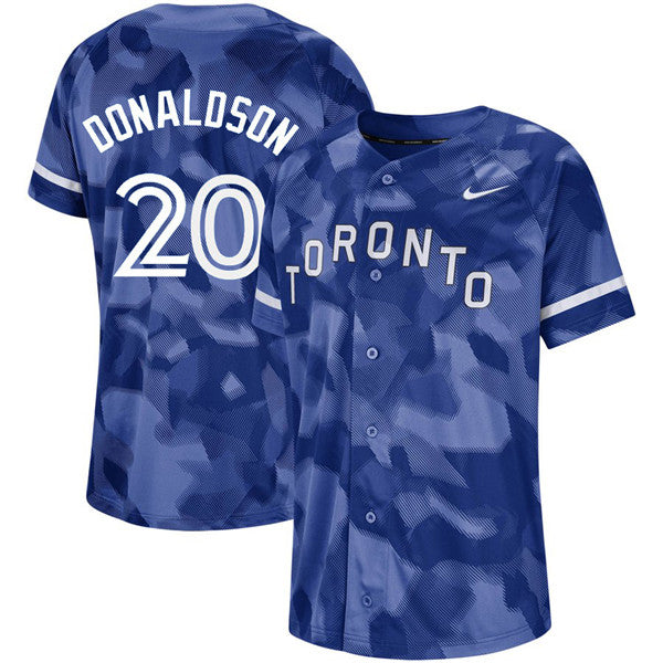 Custom Fan-Made Josh Donaldson Camo Toronto Blue Jays #20 Blue Baseball Jersey