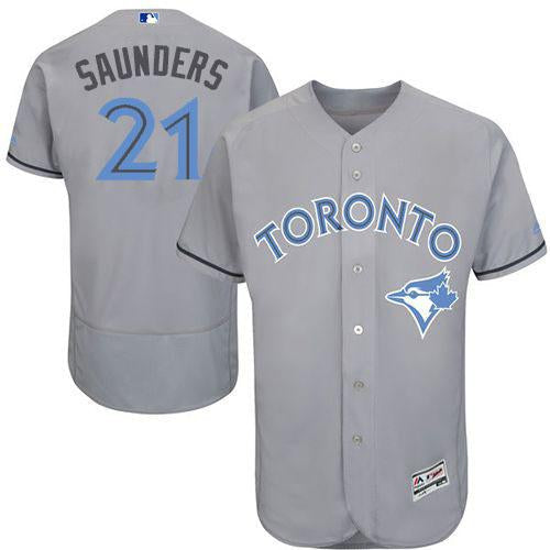 Custom Fan-Made Michael Saunders Father Toronto Blue Jays #21 Grey 2016 Baseball Jersey