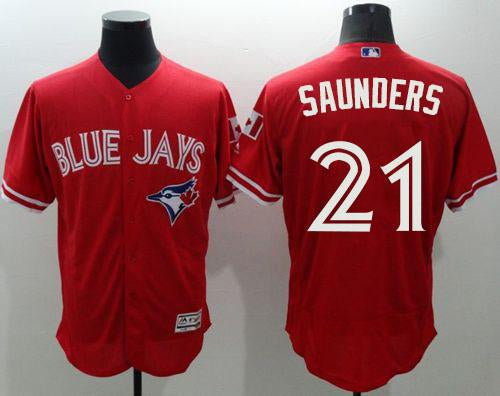 Custom Fan-Made Michael Saunders Canada Toronto Blue Jays #21 Red Baseball Jersey