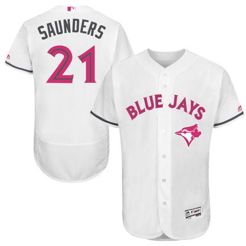 Custom Fan-Made Michael Saunders Mother Toronto Blue Jays #21 Blue 2016 Baseball Jersey