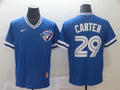 Custom Fan-Made Joe Carter Toronto Blue Jays #29 Blue Throwback Baseball Jersey