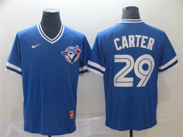 Custom Fan-Made Joe Carter Toronto Blue Jays #29 Blue Throwback Baseball Jersey