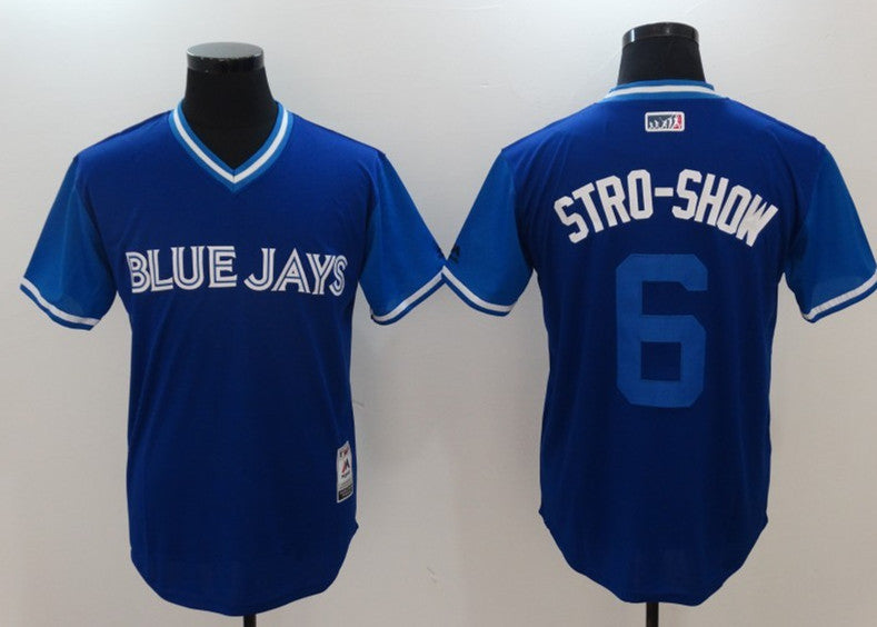 Custom Fan-Made Marcus Stroman Stro Show Toronto Blue Jays #6 Blue 2017 Baseball Jersey