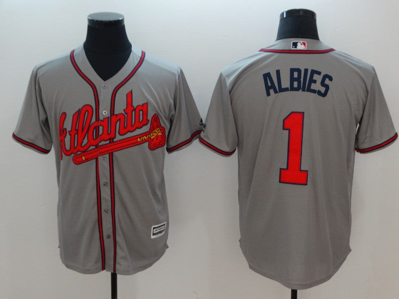 Custom Fan-Made Ozzie Albies Atlanta Braves #1 Grey Baseball Jersey