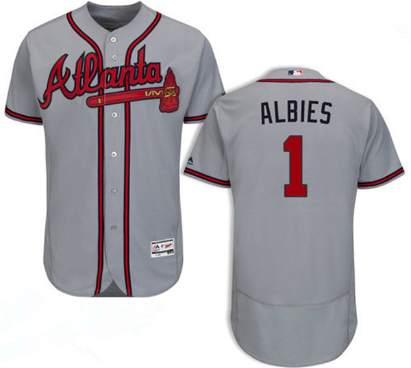 Custom Fan-Made Ozzie Albies Atlanta Braves #1 Grey Baseball Jersey