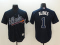 Custom Fan-Made Ozzie Albies Atlanta Braves #1 Navy Baseball Jersey