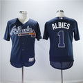 Custom Fan-Made Ozzie Albies Atlanta Braves #1 Navy Baseball Jersey