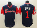 Custom Fan-Made Ozzie Albies Puchi Atlanta Braves #1 Navy 2018 Baseball Jersey
