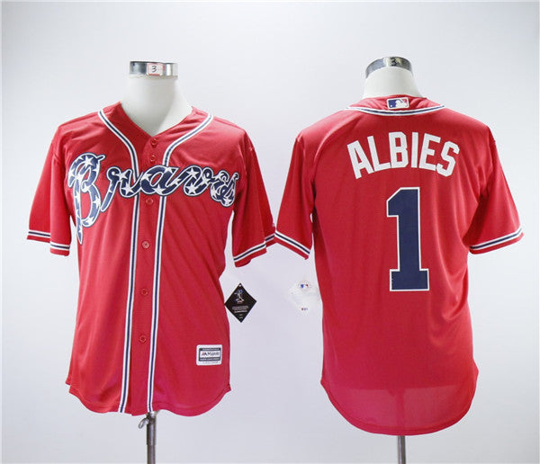 Custom Fan-Made Ozzie Albies Atlanta Braves #1 Red Baseball Jersey