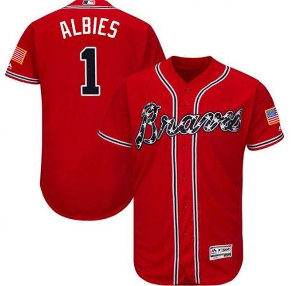 Custom Fan-Made Ozzie Albies Atlanta Braves #1 Red Baseball Jersey