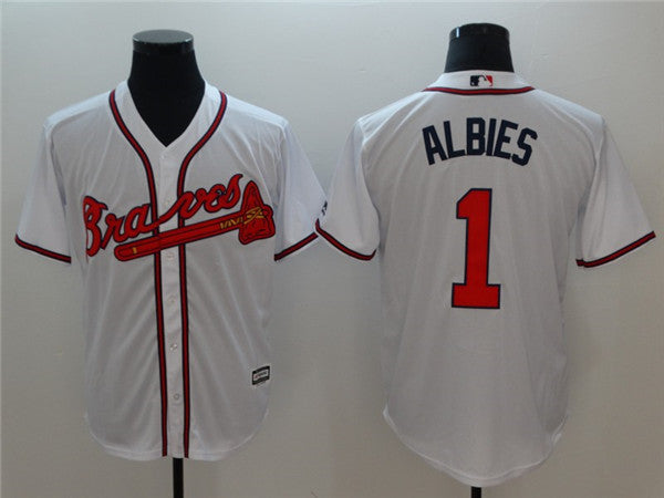 Custom Fan-Made Ozzie Albies Atlanta Braves #1 White Baseball Jersey