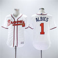 Custom Fan-Made Ozzie Albies Atlanta Braves #1 White Baseball Jersey