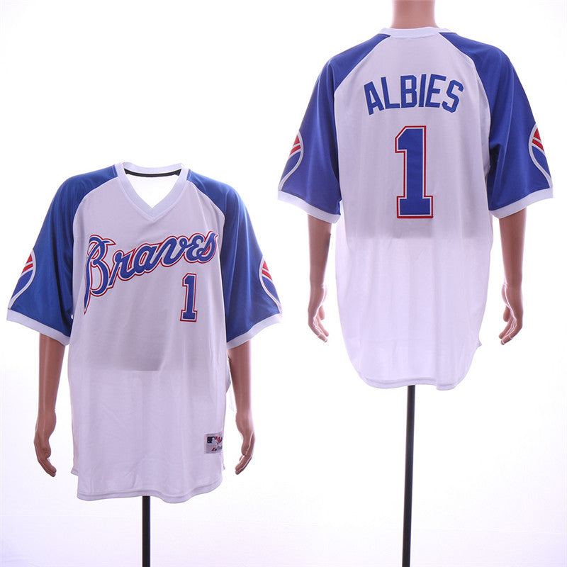 Custom Fan-Made Ozzie Albies Atlanta Braves #1 White Throwback Baseball Jersey