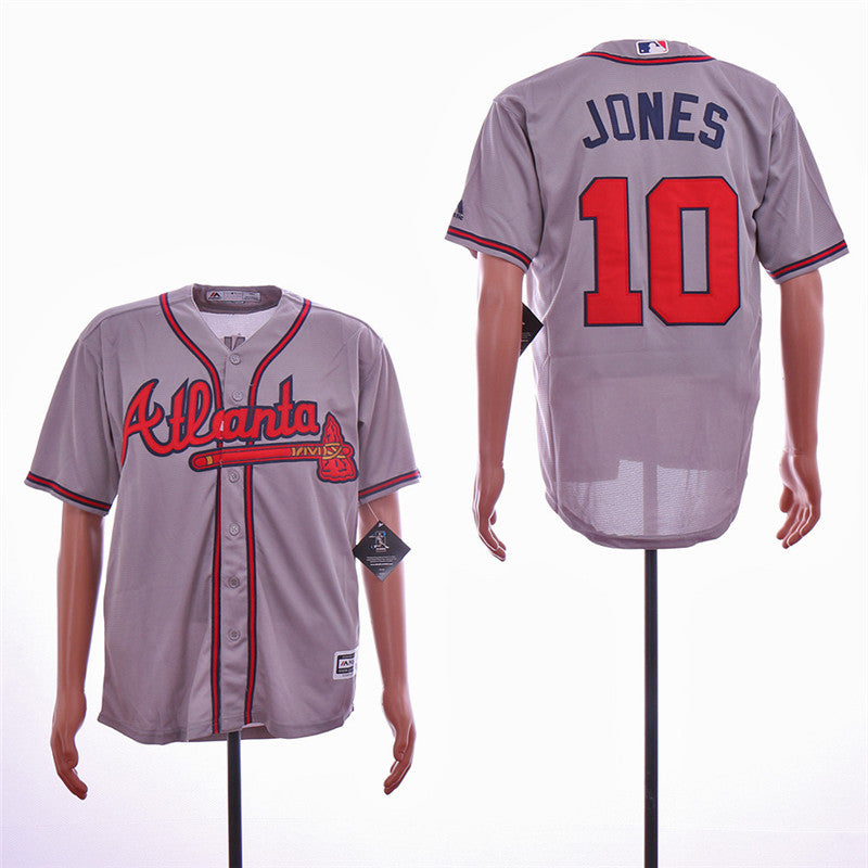 Custom Fan-Made Chipper Jones Atlanta Braves #10 Grey Baseball Jersey