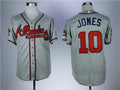 Custom Fan-Made Chipper Jones Atlanta Braves #10 Grey Baseball Jersey