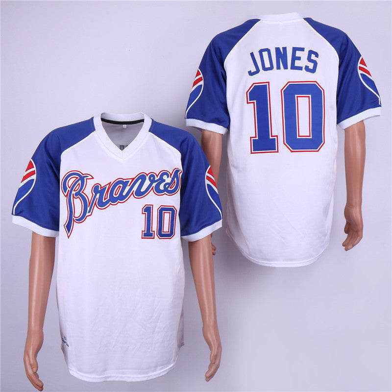 Custom Fan-Made Chipper Jones Atlanta Braves #10 White Throwback Baseball Jersey