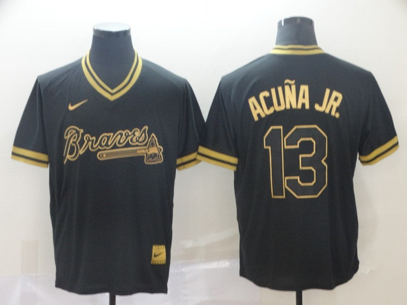 Custom Fan-Made Ronald Acuna Jr Atlanta Braves #13 Black Baseball Jersey
