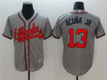 Custom Fan-Made Ronald Acuna Jr Atlanta Braves #13 Grey Baseball Jersey