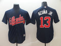 Custom Fan-Made Ronald Acuna Jr. Light Atlanta Braves #13 Navy Baseball Jersey