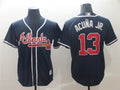 Custom Fan-Made Ronald Acuna Jr Atlanta Braves #13 Navy Baseball Jersey