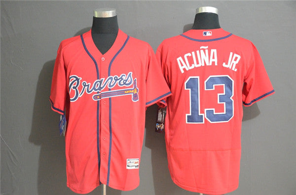 Custom Fan-Made Ronald Acuna Jr Atlanta Braves #13 Red Baseball Jersey