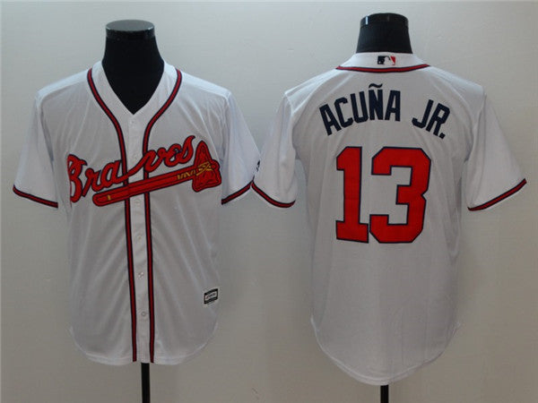 Custom Fan-Made Ronald Acuna Jr Atlanta Braves #13 White Baseball Jersey